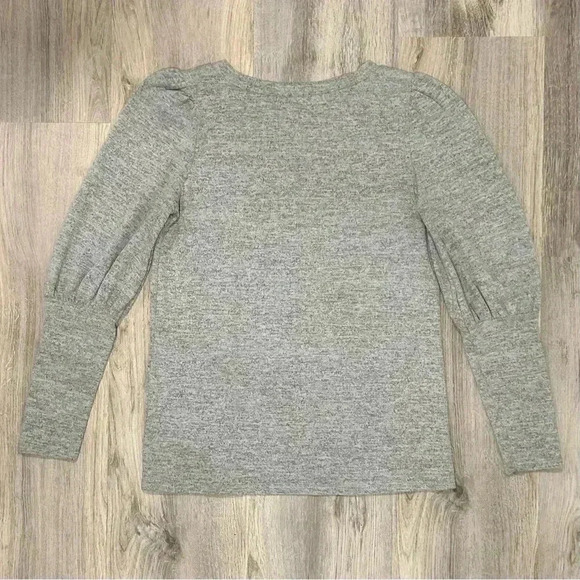 White Birch Puff Long Sleeve Pullover Crew Neck Sweater Top Gray Size S - Picture 5 of 6